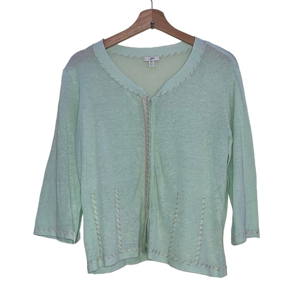 J. Jill Women's Lightweight Cotton Linen blend Button Embroidered cardigan - Picture 1 of 4